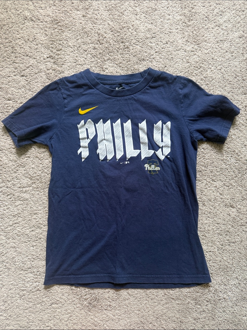 Nike Kids Phillies 'Philly' Navy Short Sleeve Tee - Size S
